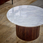 Loriini Mango Wood Coffee Table With Marble Top