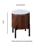 Loriini Mango Wood Side Table With Marble Top & Metal Legs