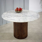 Loriini Mango Wood Dining Table Round With Marble Top