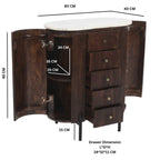 Loriini Mango Wood Wide Chest Of Drawers with Marble Top & Metal Legs