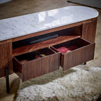 Loriini Mango Wood Tv Cabinet With  Marble Top & Metal Legs