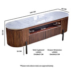 Loriini Mango Wood Tv Cabinet With  Marble Top & Metal Legs