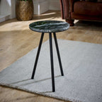 Loriini Side Table With Black Marble Top & Metal Legs