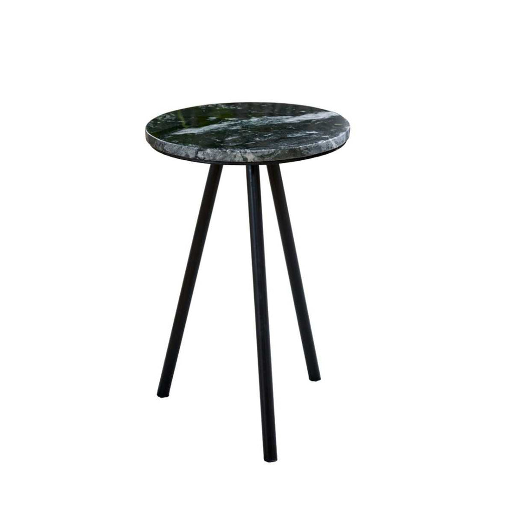 Loriini Side Table With Black Marble Top & Metal Legs