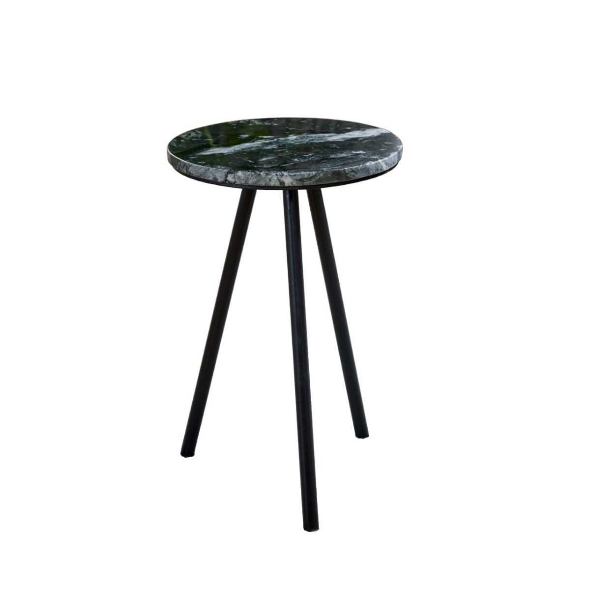 Loriini Side Table With Black Marble Top & Metal Legs