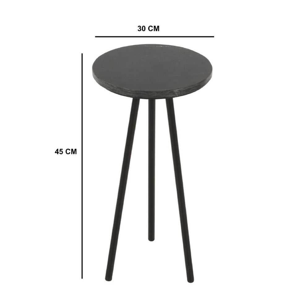 Loriini Side Table With Black Marble Top & Metal Legs