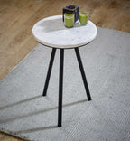Loriini Side Table With White Marble Top & Metal Legs