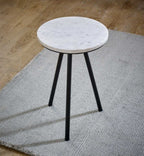 Loriini Side Table With White Marble Top & Metal Legs