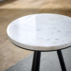 Loriini Side Table With White Marble Top & Metal Legs