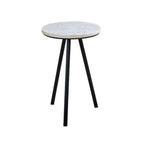 Loriini Side Table With White Marble Top & Metal Legs
