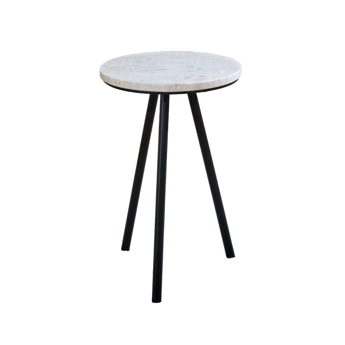 Loriini Side Table With White Marble Top & Metal Legs