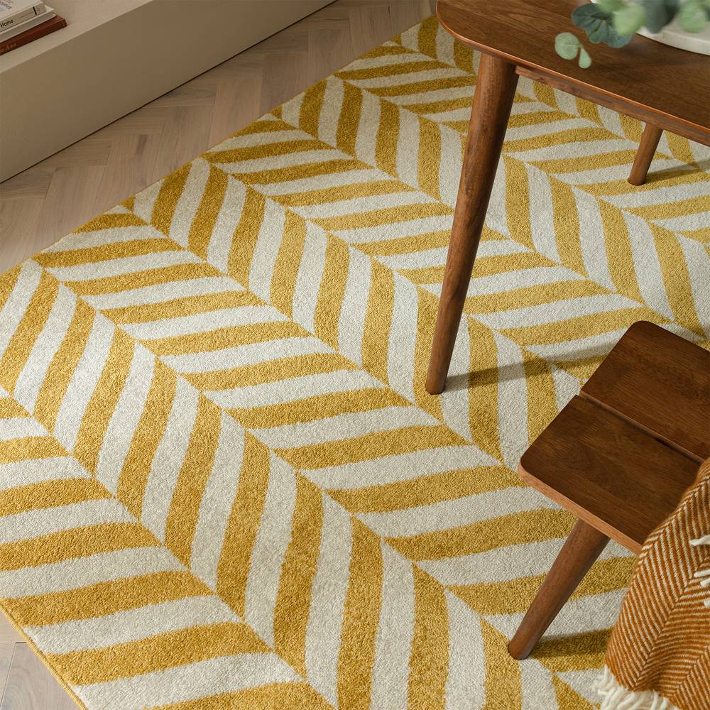 Muse 200x290cm Yellow Chevron Rug MU08 Rug