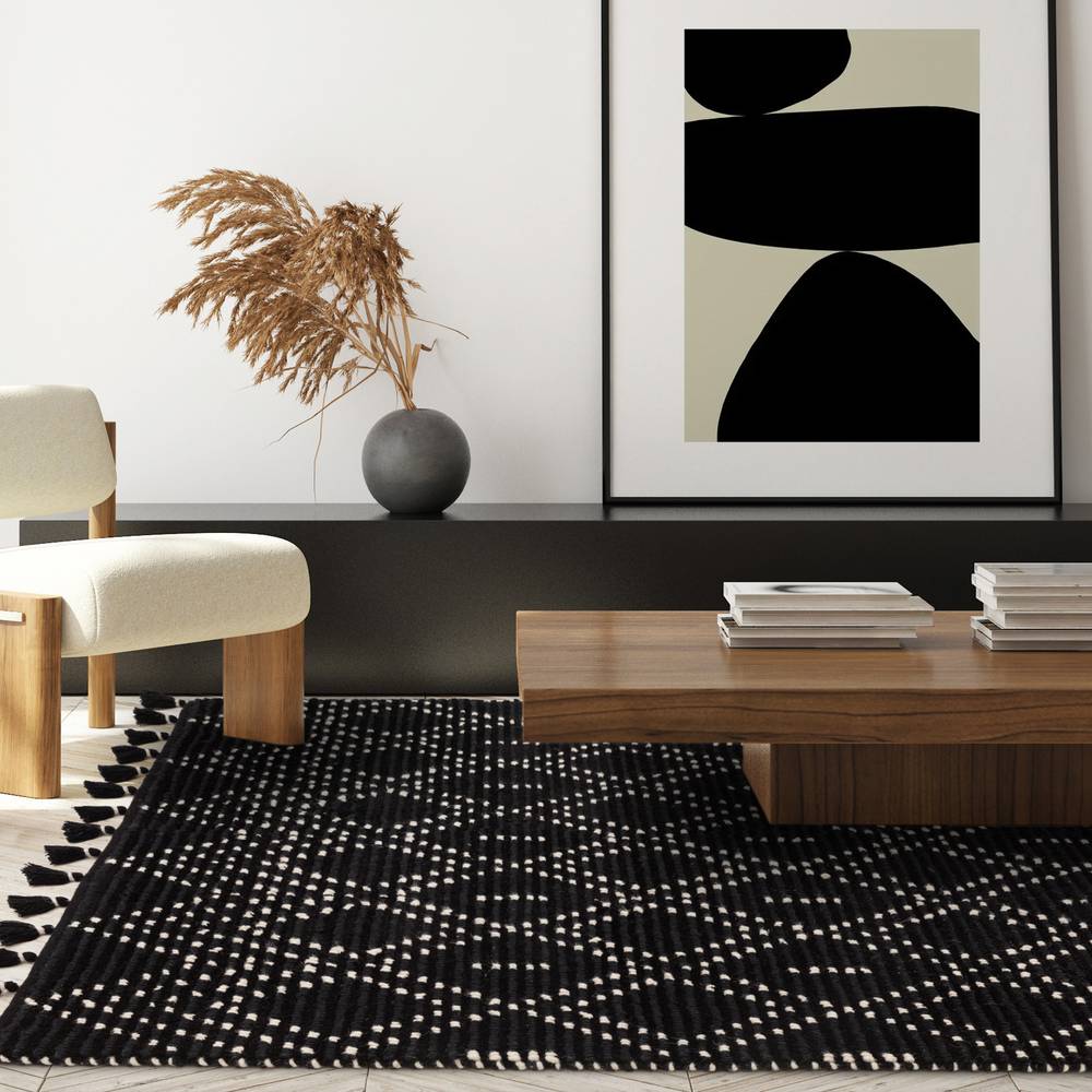 Nepal 160x230cm Black/Cream Diamond Rug Rug