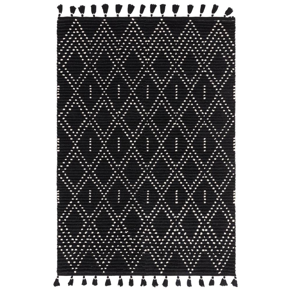 Nepal 200x290cm Black/Cream Diamond Rug Rug