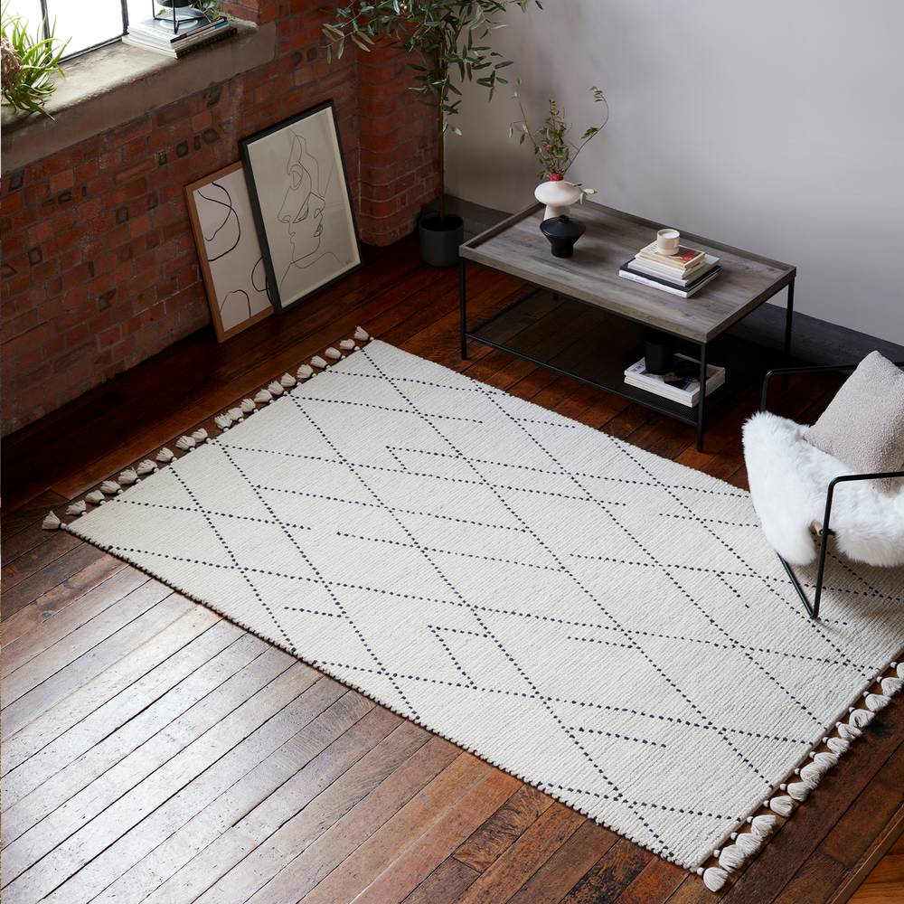 Nepal 160x230cm Cream/Black Linear Rug Rug