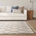 Nepal 120x170cm Cream/Blue Diamond Rug Rug