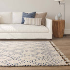 Nepal 120x170cm Cream/Blue Diamond Rug Rug