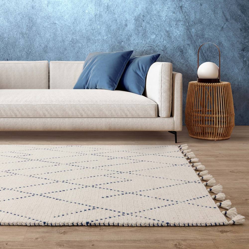 Nepal 200x290cm Cream/Blue Linear Rug Rug