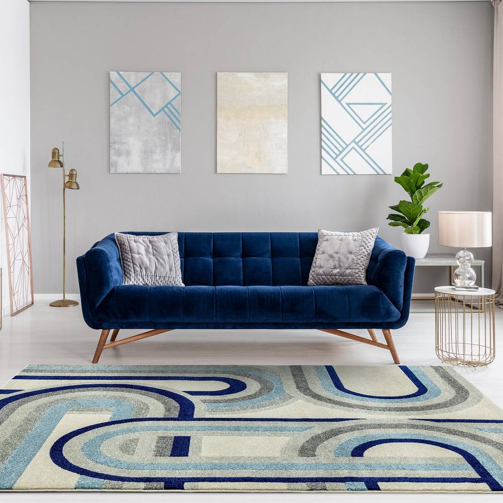 Nova 200x290cm Retro Blue Rug NV30 Rug