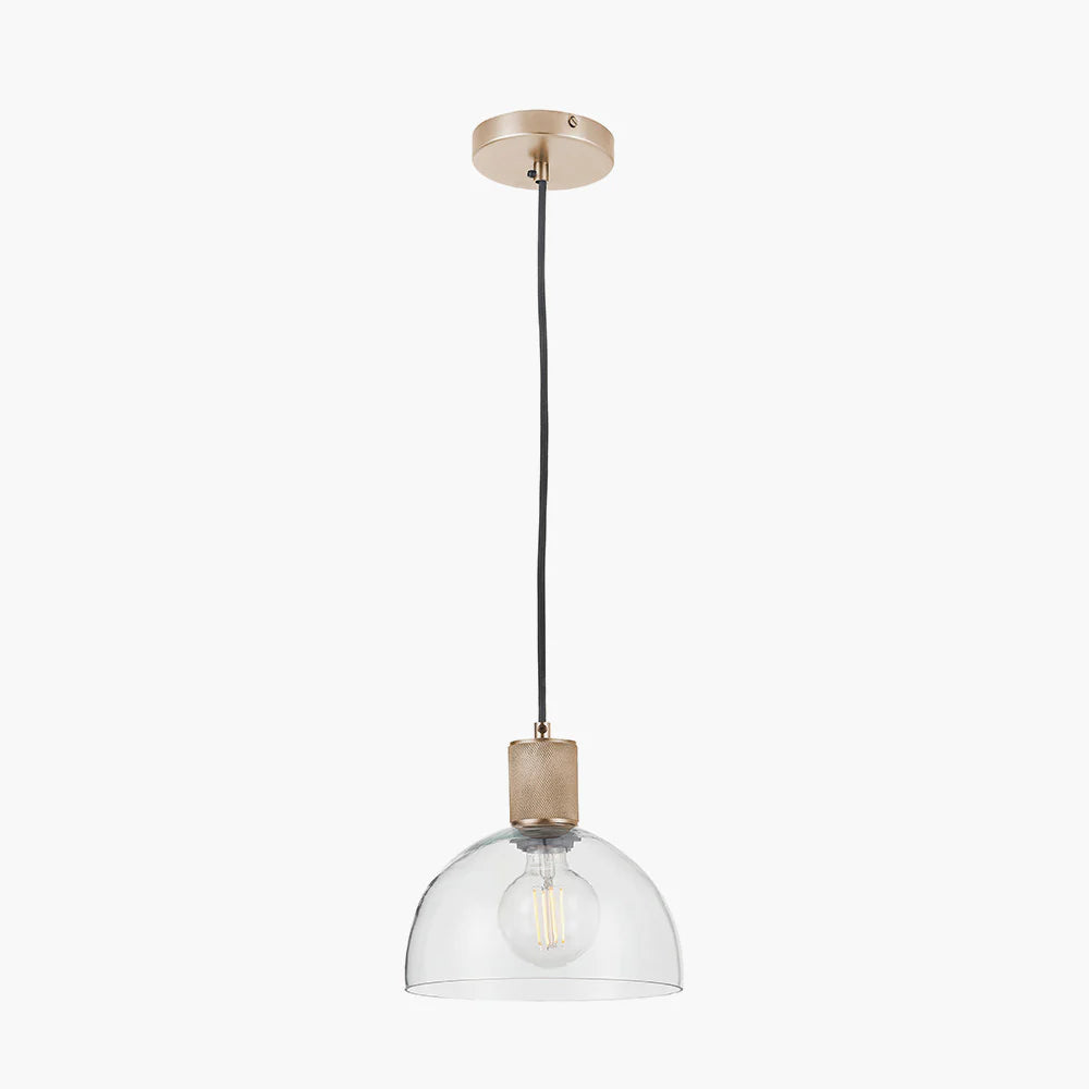 Kingston Clear Glass with Antique Brass Fitting Elec Pendant