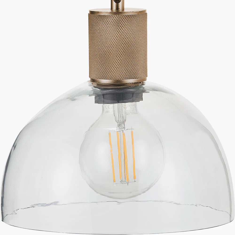 Kingston Clear Glass with Antique Brass Fitting Elec Pendant