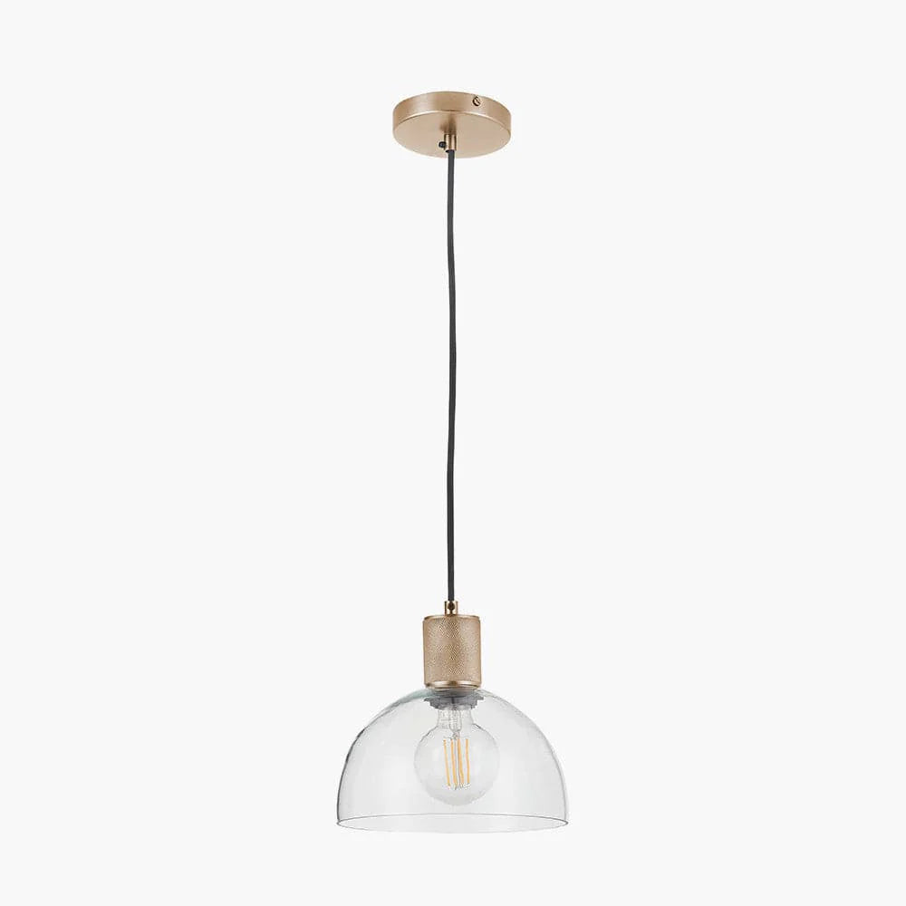Kingston Clear Glass with Antique Brass Fitting Elec Pendant