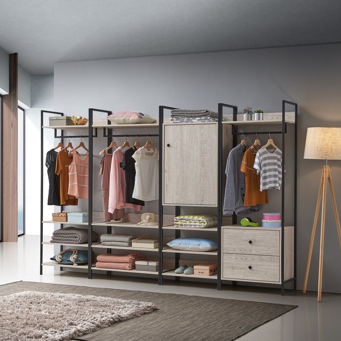 Zahar Open Wardrobe with 4 Shelves