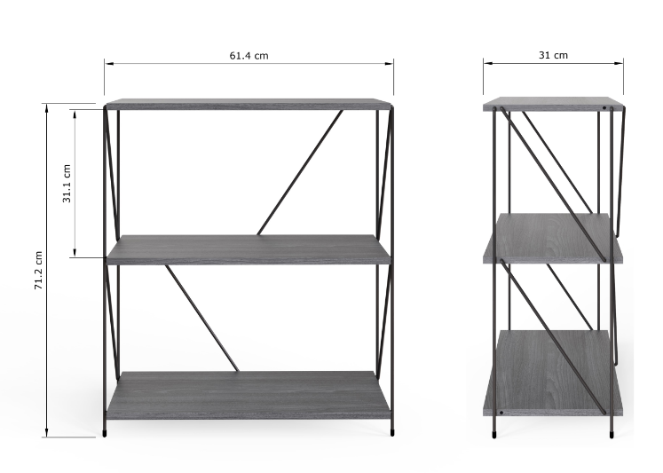 Leyo 3 Tier Storage Rack Grey