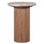 Ashford Natural Marble & Wood Pedestal Side Table