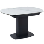 Ritz Swivel Ext Ceramic Dining Table White & Grey Marble