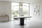 Ritz Swivel Ext Ceramic Dining Table White & Grey Marble