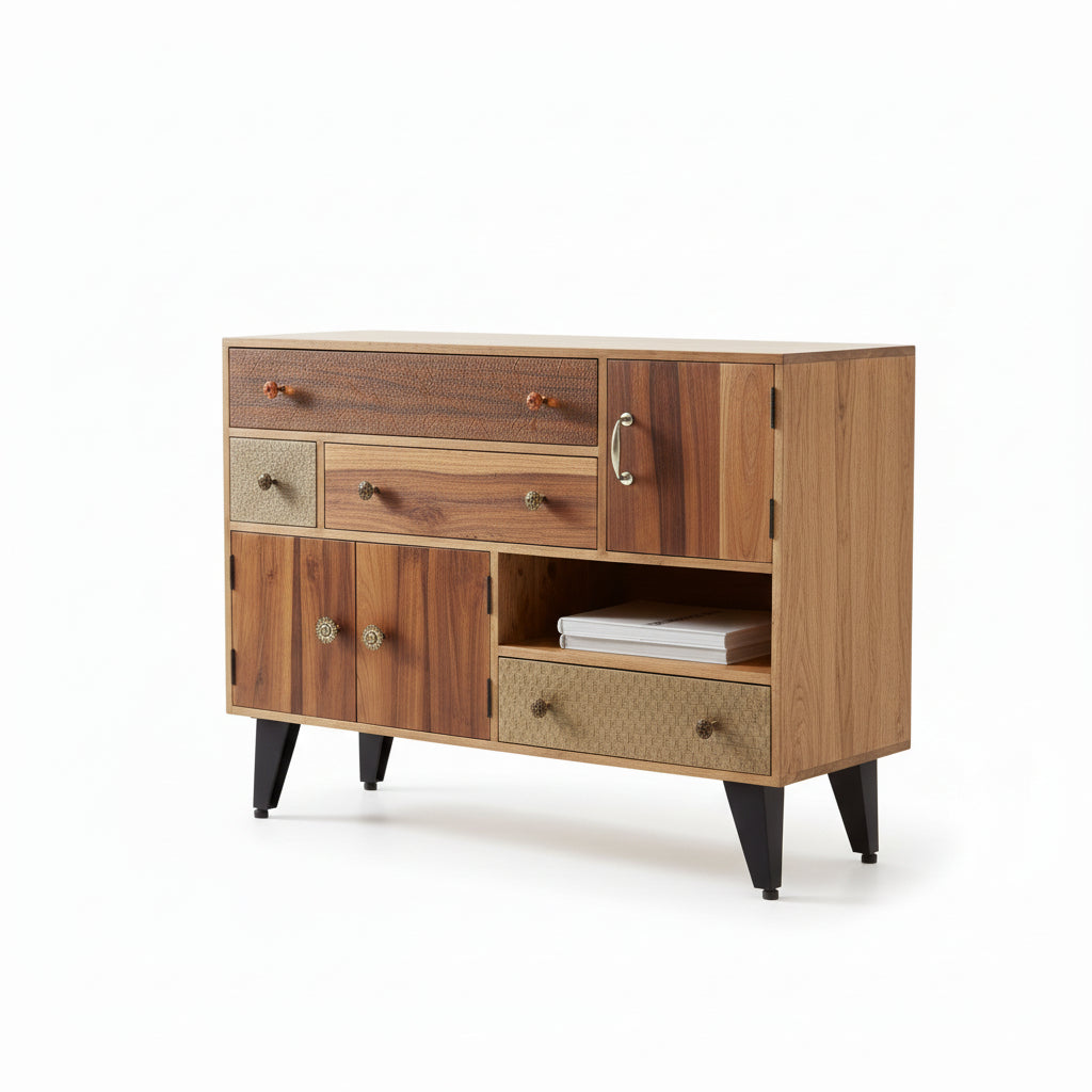 Patchwork Large Sideboard 3 door 3 draw 2 opens