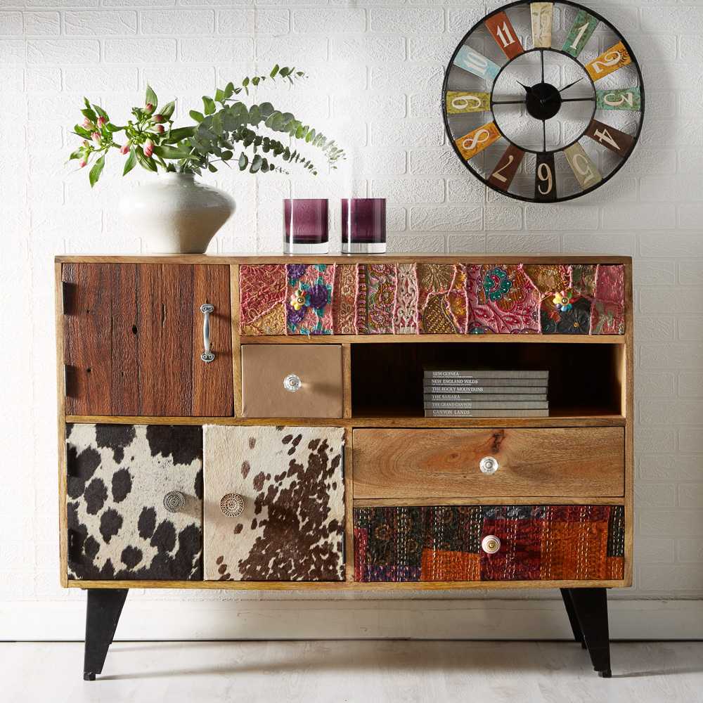 Patchwork Large Sideboard 4 drawer 3 door 1 open