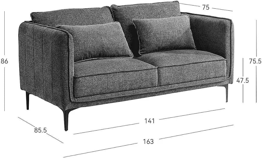Landon 2 Seater Sofa Dark Grey