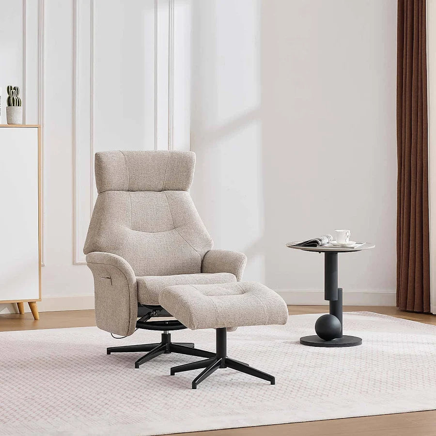 Mira Turiff Swivel Chair and Footstool - Oatmeal
