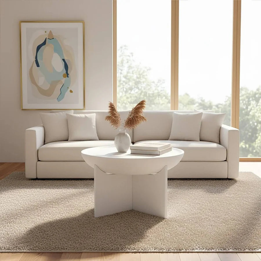Walsa Whitewash Mango Wood Round Coffee Table