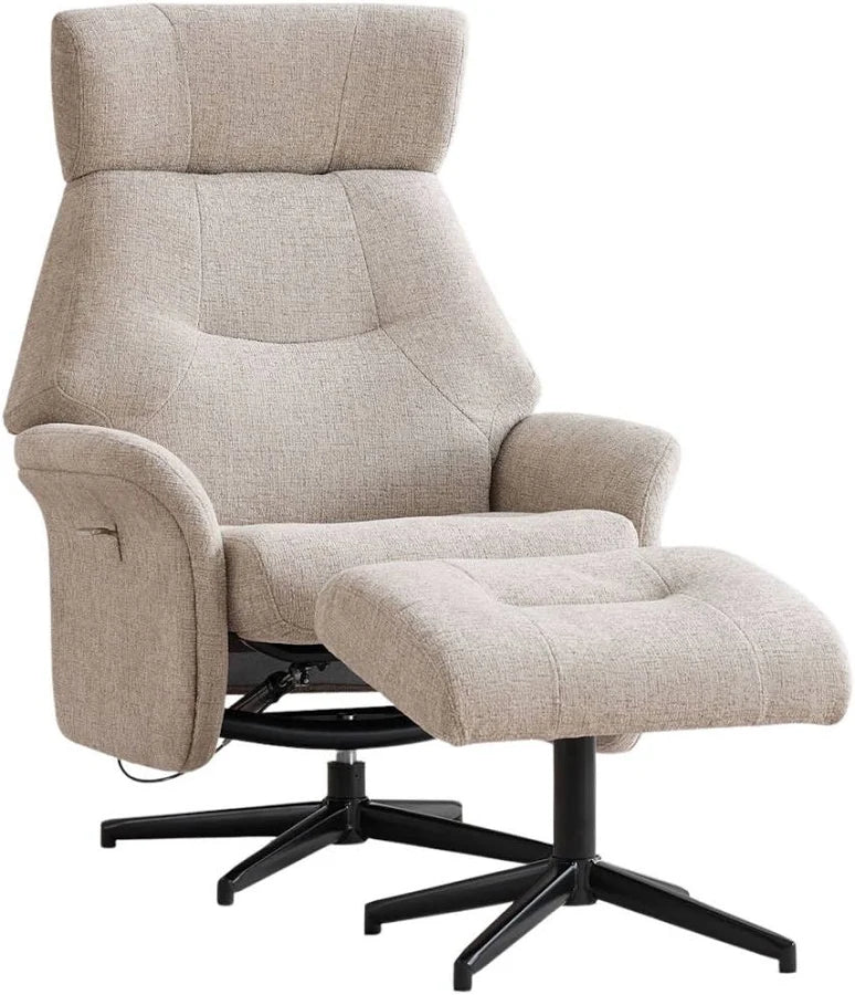 Mira Turiff Swivel Chair and Footstool - Oatmeal