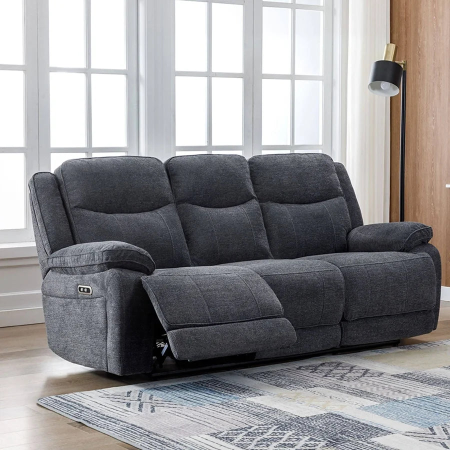 Herbert 3 Seater Sofa Power Recliner Dark Grey