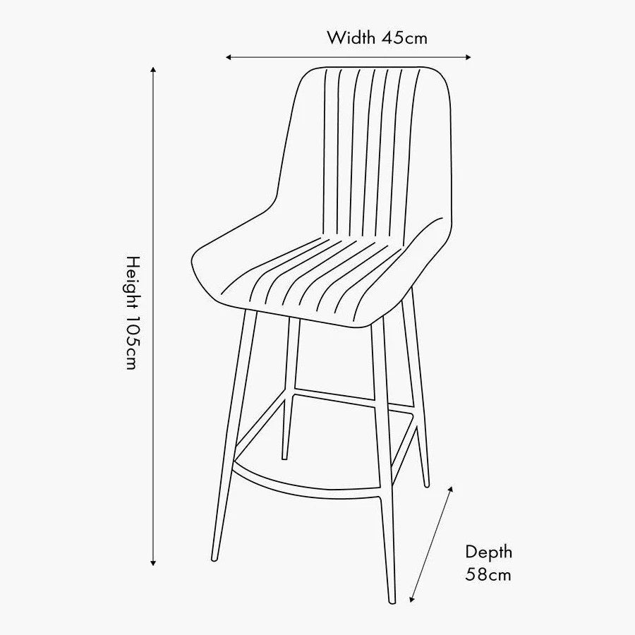 Angelo Peppercorn Leather and Bronze Metal Retro Bar Stool