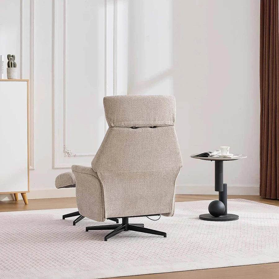 Mira Turiff Swivel Chair and Footstool - Oatmeal