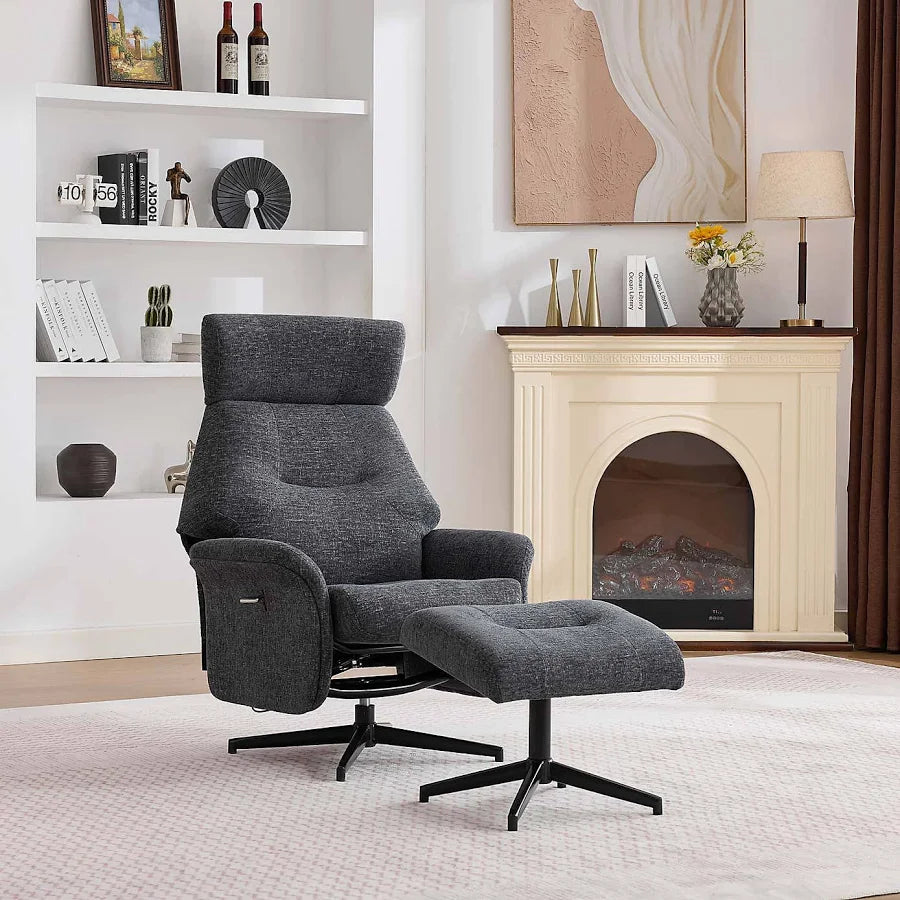 Mira Turiff Swivel Chair and Footstool - Dark Grey