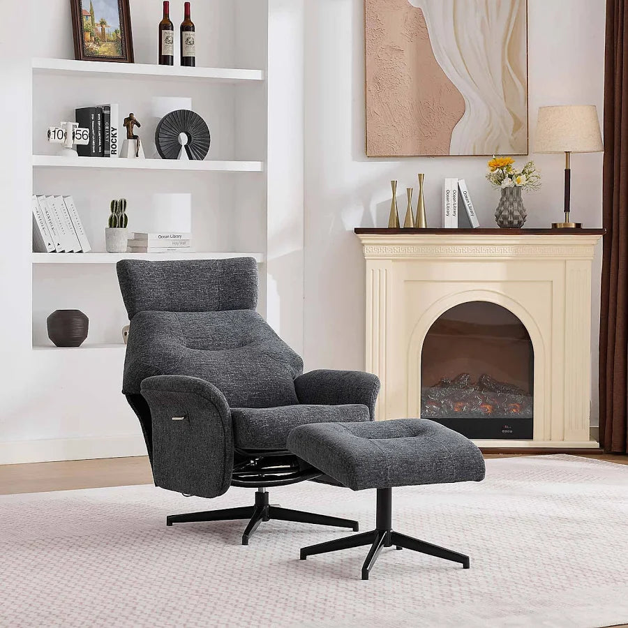 Mira Turiff Swivel Chair and Footstool - Dark Grey