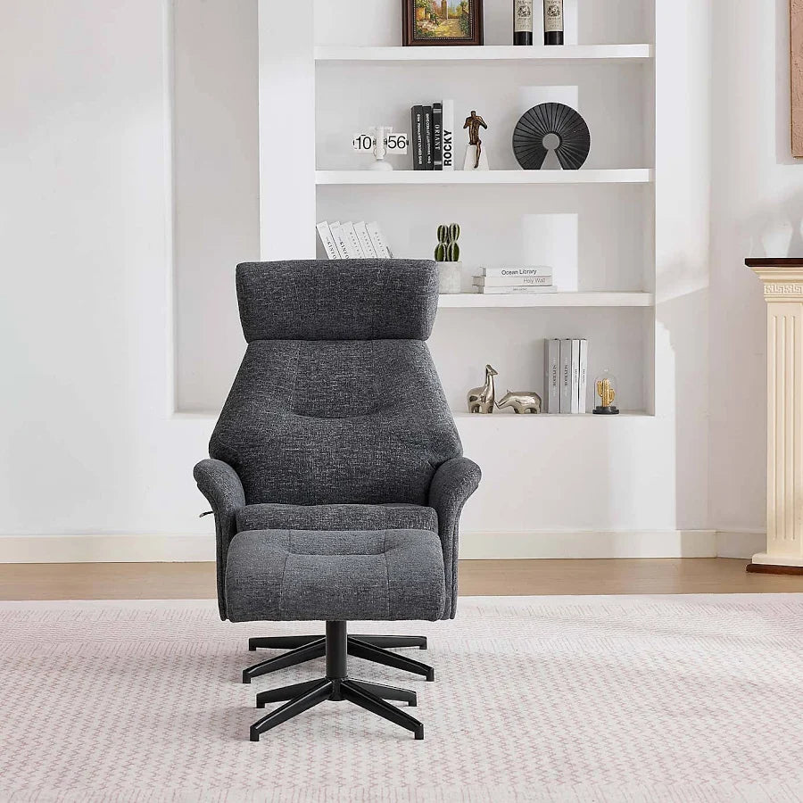 Mira Turiff Swivel Chair and Footstool - Dark Grey