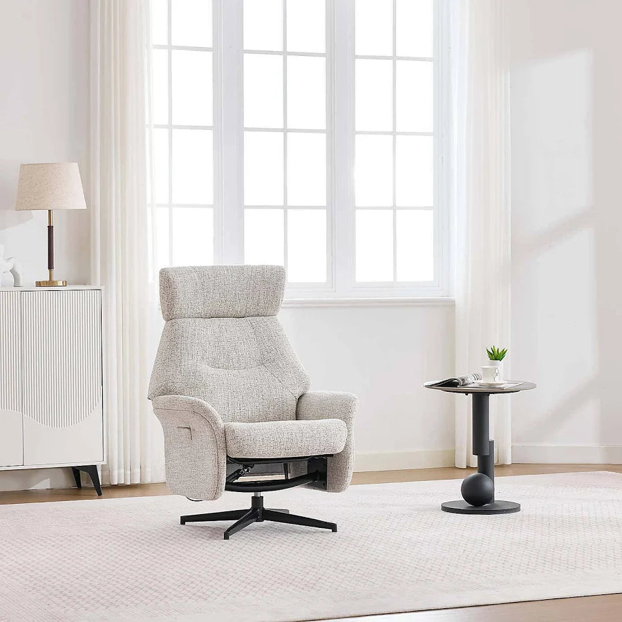 Mira Turiff Swivel Chair and Footstool - Beige