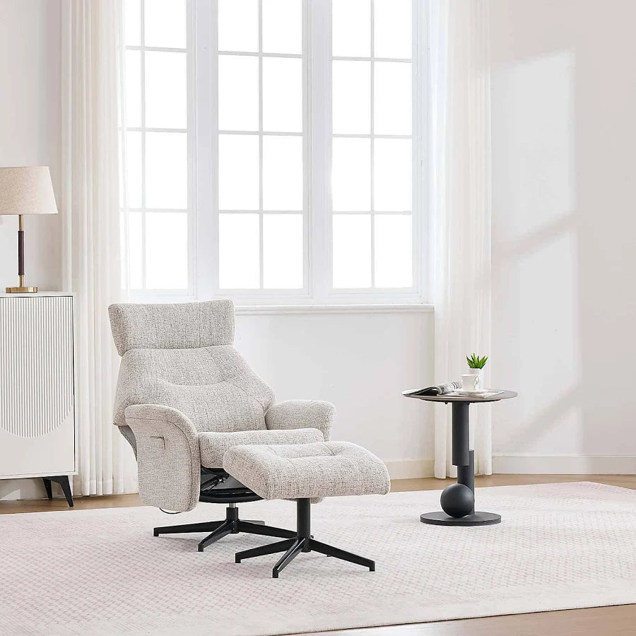 Mira Turiff Swivel Chair and Footstool - Beige