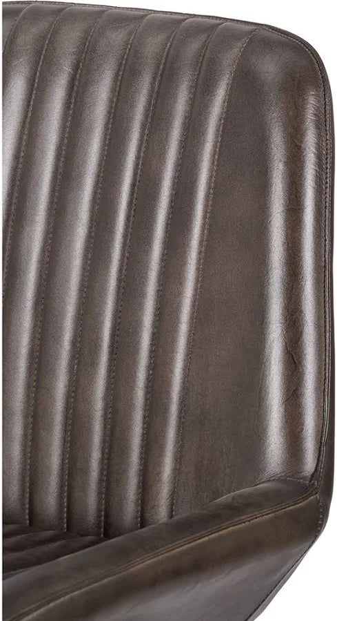 Angelo Peppercorn Leather and Bronze Metal Retro Bar Stool
