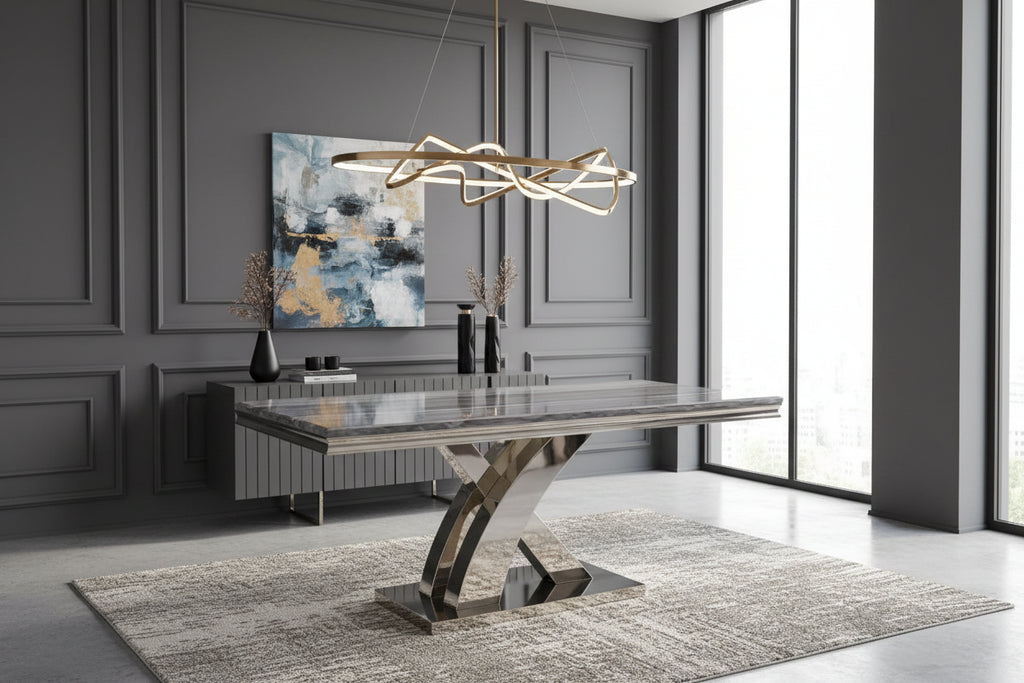 Mayfair Dining Table Grey Marble