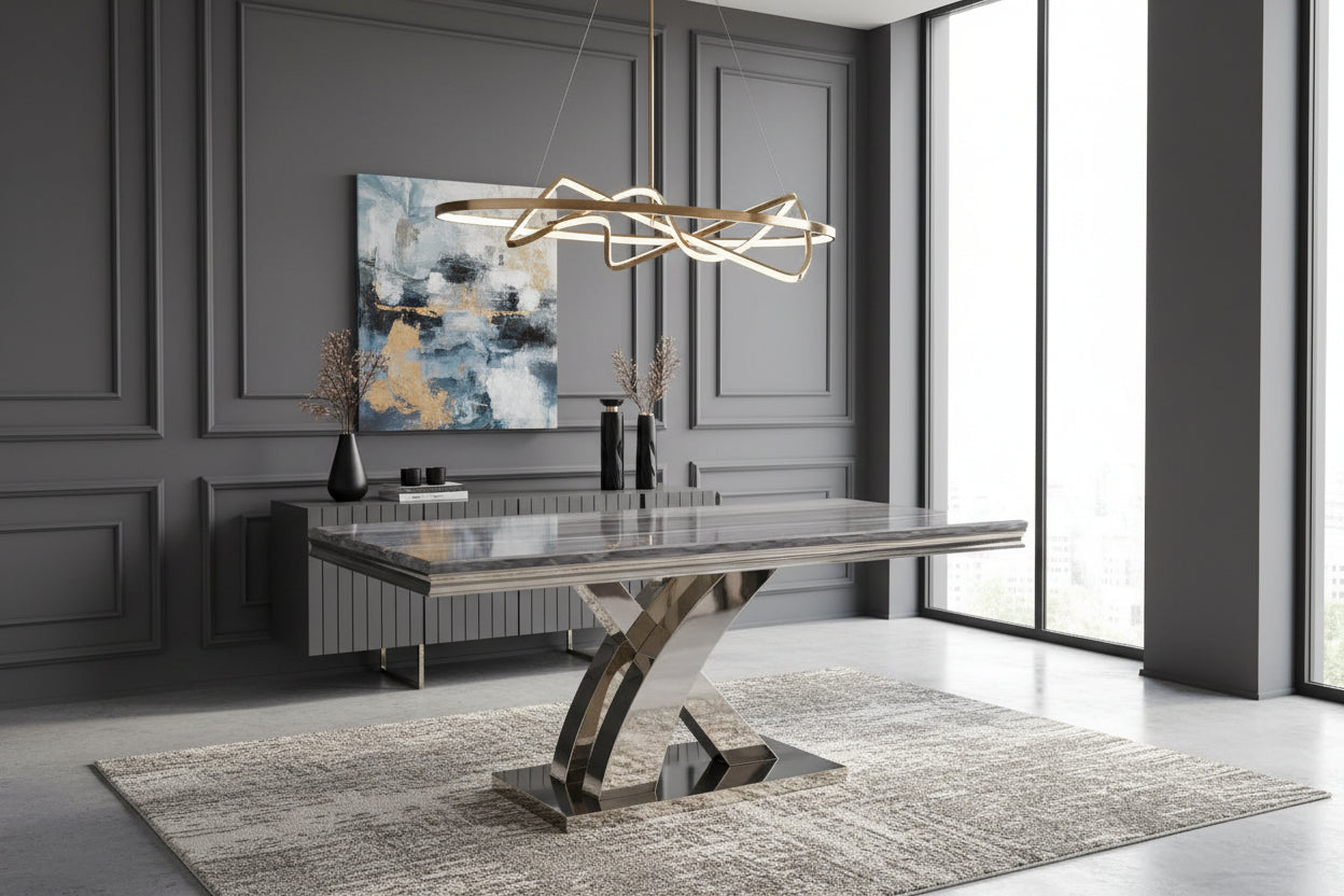 Mayfair Dining Table Grey Marble
