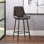 Angelo Peppercorn Leather and Bronze Metal Retro Bar Stool