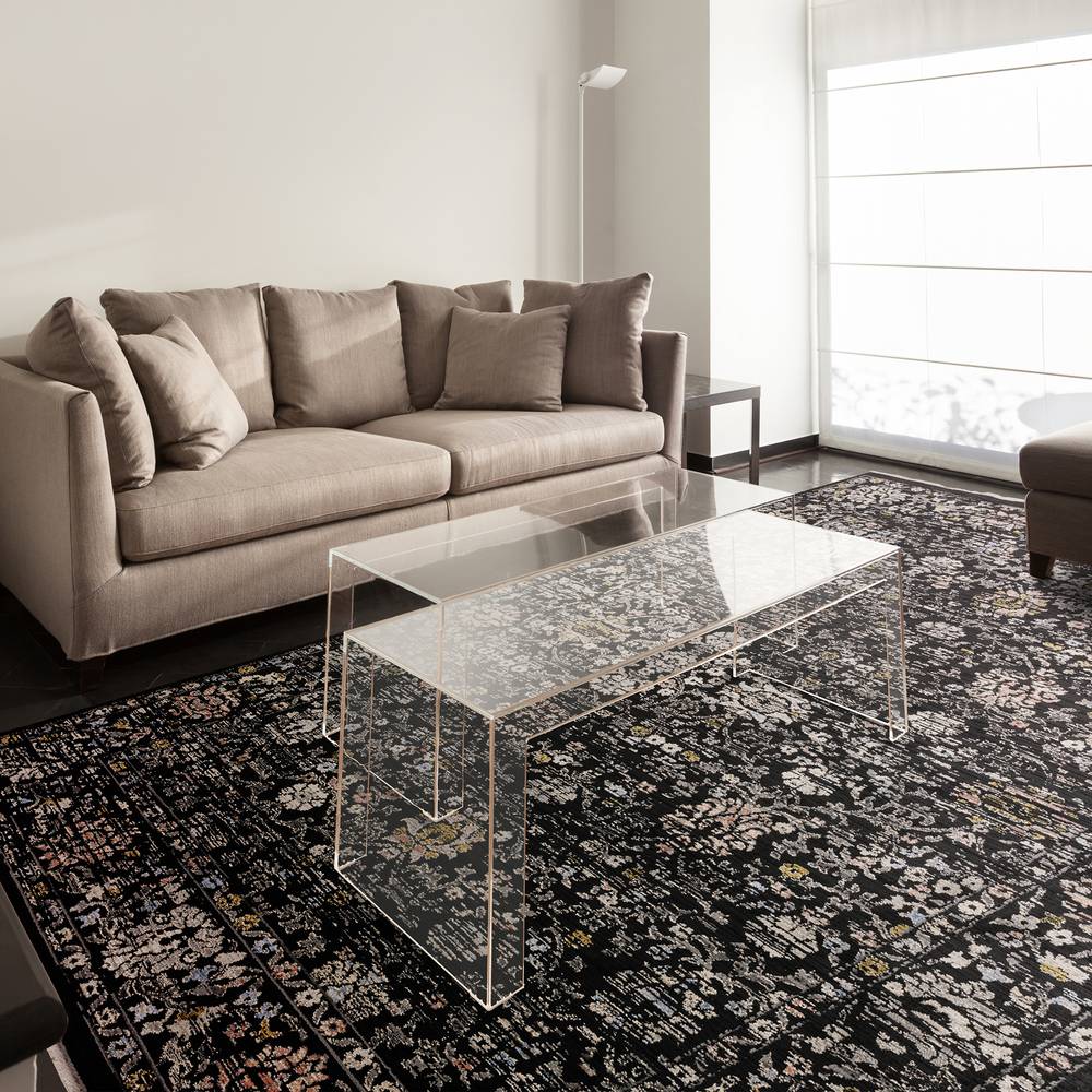 Sovereign 200x290cm Black Vintage Floral Rug